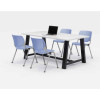 Midtown Dining Table With Four Periwinkle Kool Series Chairs, 36 x 72 x 30, Designer White