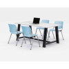 Midtown Dining Table With Four Sky Blue Kool Series Chairs, 36 x 72 x 30, Designer White