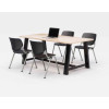 Midtown Dining Table With Four Black Kool Series Chairs, 36 x 72 x 30, Kensington Maple