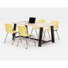 Midtown Dining Table With Four Yellow Kool Series Chairs, 36 x 72 x 30, Kensington Maple