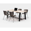 Midtown Dining Table With Four Brownstone Kool Series Chairs, 36 x 72 x 30, Kensington Maple