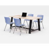 Midtown Dining Table With Four Periwinkle Kool Series Chairs, 36 x 72 x 30, Kensington Maple