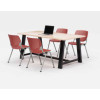 Midtown Dining Table With Four Coral Kool Series Chairs, 36 x 72 x 30, Kensington Maple