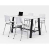 Midtown Bistro Dining Table With Four White Kool Barstools, 36 x 72 x 41, Designer White