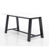 Midtown Bistro Dining Table With Four Light Gray Kool Barstools, 36 x 72 x 41, Designer White