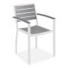 Eveleen Outdoor Dining Table Set, 55" x 35" x 29" Rectangular Table, 2 Benches, 2 Armchairs, Gray/White