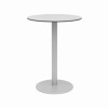 Eveleen Outdoor Bistro Patio Table, Two Mocha Powder-Coated Polymer Barstools, Round, 30" Dia x 41h, Gray