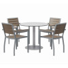 Eveleen Outdoor Patio Table, Four Mocha Powder-Coated Polymer Chairs, Round, 36" Dia x 29h, Fashion Gray