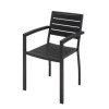 Eveleen Outdoor Patio Table With Two Black Powder-Coated Polymer Chairs And Two Benches, 32 x 55, Gray