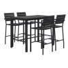 Eveleen Outdoor Bistro Patio Table With Four Black Powder-Coated Polymer Barstools, 32 x 55, Black