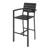 Eveleen Outdoor Bistro Patio Table With Two Black Powder-Coated Polymer Barstools, 30" Square, Black