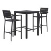Eveleen Outdoor Bistro Patio Table With Two Black Powder-Coated Polymer Barstools, 30" Square, Black