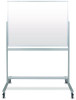 Mobile Magnetic Glass Dry Erase Board, 48" x 36", White Surface, Silver Aluminum Frame