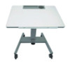 Pneumatic Adjustable Height Flip Top Student Desk, 27.5 x 19.5 x 26.25 To 42, White/Gray