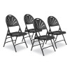 1100 Series Fan-Back Tri-Brace Dual Hinge Folding Chair, Supports Up To 500 Lb, 17.75" Seat Height, Black, 4/Carton
