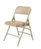 1300 Series Premium Vinyl Upholstered Triple Brace Double Hinge Folding Chair, Supports 500 Lb, Beige Seat/Back/Base, 4/Ct