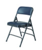 1300 Series Premium Vinyl Upholstered Triple Brace Double Hinge Folding Chair, Supports 500 Lb, Blue Seat/Back/Base, 4/Carton