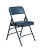 1300 Series Premium Vinyl Upholstered Triple Brace Double Hinge Folding Chair, Supports 500 Lb, Blue Seat/Back/Base, 4/Carton