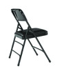 1300 Series Premium Vinyl Upholstered Triple Brace Double Hinge Folding Chair, Supports 500 Lb, Black Seat/Back/Base, 4/Ct