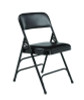 1300 Series Premium Vinyl Upholstered Triple Brace Double Hinge Folding Chair, Supports 500 Lb, Black Seat/Back/Base, 4/Ct
