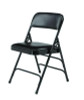 1300 Series Premium Vinyl Upholstered Triple Brace Double Hinge Folding Chair, Supports 500 Lb, Black Seat/Back/Base, 4/Ct