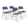 2200 Series Fabric Dual-Hinge Premium Folding Chair, Supports Up To 500 Lb, Blue Seat, Blue Back, Gray Base, 4/Carton