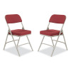 3200 Series Premium Fabric Dual-Hinge Folding Chair, Supports Up To 300 Lb, Burgundy Seat, Burgundy Back, Gray Base, 2/Carton