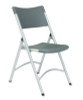 600 Series Heavy Duty Plastic Folding Chair, Supports Up To 500 Lb, 18" Seat Height, Gray Seat/Back, Silver Base, 4/Carton