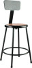 6200 Series Heavy Duty Steel Stool With Backrest, Supports Up To 500 Lb, 24" Seat Height, Brown Seat, Black Back/Base