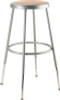 6202 Series Height Adjustable Heavy Duty Steel Stool, Backless, Supports 500 Lb, 25" To 33" Seat Height, Brown Seat/Gray Base