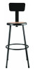 6200 Series Heavy Duty Steel Stool With Backrest, Supports Up To 500 Lb, 30" Seat Height, Brown Seat, Black Back/Base