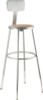 6200 Series Height Adjustable Heavy Duty Steel Stool With Backrest, 32" To 39" Seat Height, Brown Seat, Gray Back/Base