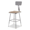 6300 Series Height Adjustable Hd Square Seat Steel Stool With Back, Supports Up To 500 Lb, 18"-26" Seat Height, Brown/Gray