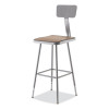 6300 Series Height Adjustable Heavy-Duty Square Seat Stool w/ Back, Supports 500 Lb, 23.75" To 31.75" Seat Height, Brown/Gray
