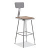 6300 Series Height Adjustable Heavy-Duty Square Seat Stool w/ Back, Supports 500 Lb, 23.75" To 31.75" Seat Height, Brown/Gray