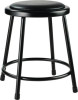 6400 Series Fixed Height Heavy Duty Vinyl Padded Steel Stool, Backless, Supports 500 Lb, 18" Seat Height, Black Seat/Base