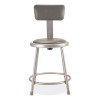 6400 Series Heavy Duty Vinyl Padded Stool With Backrest, Supports 300 Lb, 18" Seat Height, Gray Seat, Gray Back, Gray Base