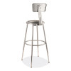 6400 Series Height Adjustable Heavy Duty Padded Stool With Backrest, Supports Up To 300 Lb, 25" To 33" Seat Height, Gray