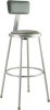 6400 Series Heavy Duty Vinyl Padded Stool With Backrest, Supports 500 Lb, 30" Seat Height, Gray Seat, Gray Back, Gray Base