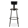 6400 Series Heavy Duty Vinyl Padded Stool With Backrest, Supports 300 Lb, 30" Seat Height, Black Seat/Back/Base