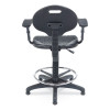 6700 Series Adjustable Height Polyurethane Task Stool With Arms, Supports Up To 300 Lb, 22" To 32" Seat Height, Black