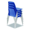 8100 Series Poly Shell Stacking Chair, Supports Up To 500 Lb, 18" Seat Height, Blue Seat, Blue Back, Chrome Base, 4/Carton