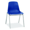 8100 Series Poly Shell Stacking Chair, Supports Up To 500 Lb, 18" Seat Height, Blue Seat, Blue Back, Chrome Base, 4/Carton