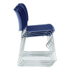 8500 Series Ultra-Compact Plastic Stack Chair, Supports Up To 500 Lbs, 17" Seat Height, Blue Seat/Back, Chrome Base, 4/Pack
