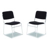 8600 Series Fabric Padded Signature Stack Chair, Supports Up To 500 Lb, 19" Seat Ht, Black Seat/Back, Chrome Base, 2/Pack