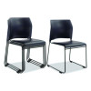 8700 Series Cafetorium Plush Vinyl Stack Chair, Supports Up To 500 Lb, 18" Seat Height, Blue Seat/Back, Black Base, 4/Carton