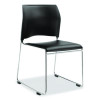 8700 Series Cafetorium Plush Vinyl Stack Chair, Supports Up To 500 Lb, 18" Seat Height, Black Seat/Back, Chrome Base, 4/Ct