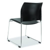 8700 Series Cafetorium Plush Vinyl Stack Chair, Supports Up To 500 Lb, 18" Seat Height, Black Seat/Back, Chrome Base, 4/Ct