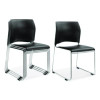 8700 Series Cafetorium Plush Vinyl Stack Chair, Supports Up To 500 Lb, 18" Seat Height, Black Seat/Back, Chrome Base, 4/Ct