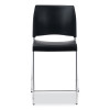 Cafetorium Counter Height Stool, Supports Up To 300 Lb, 24" Seat Height, Black Seat, Black Back, Chrome Base